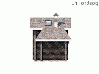 N-048-1D проект одноэтажной деревянной бани из бревна с мансардой размером 5 на 13  - вид сзади