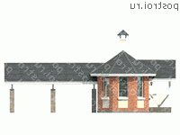 N-058-1P проект одноэтажной бани из пеноблока с гаражом размером 9 на 13  - вид спереди