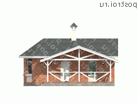 N-058-1P проект одноэтажной бани из пеноблока с гаражом размером 9 на 13  - вид слева