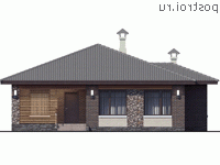 N-103-1P проект одноэтажного коттеджа из пенобетона размером 12 на 11  - вид спереди