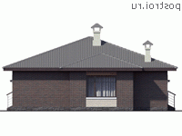 N-103-1P проект одноэтажного коттеджа из пенобетона размером 12 на 11  - вид слева