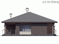 N-103-1P проект одноэтажного коттеджа из пенобетона размером 12 на 11  - вид справа