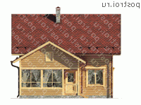 N-109-1D проект одноэтажного деревянного коттеджа из бруса с мансардой размером 10 на 9 - вид спереди