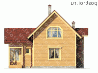 N-109-1D проект одноэтажного деревянного коттеджа из бруса с мансардой размером 10 на 9 - вид слева