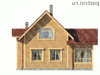 N-109-1D проект одноэтажного деревянного коттеджа из бруса с мансардой размером 10 на 9 - вид справа