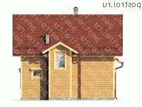 N-109-1D проект одноэтажного деревянного коттеджа из бруса с мансардой размером 10 на 9 - вид сзади