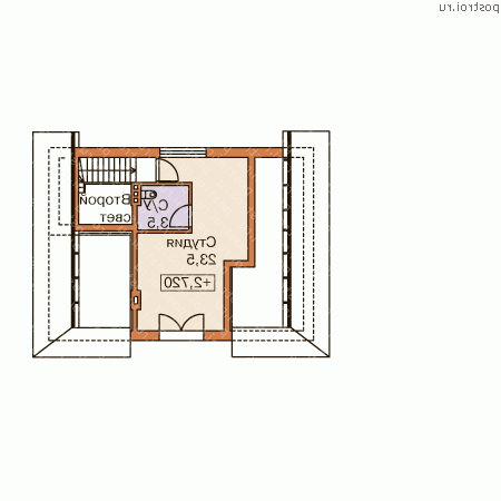 N-112-1P проект двухэтажного коттеджа из пенобетона с гаражом размером 7 на 10  - 2-й этаж