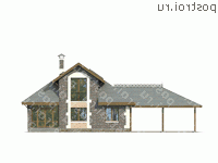 N-112-1P проект двухэтажного коттеджа из пенобетона с гаражом размером 7 на 10  - вид спереди