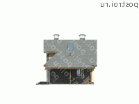 N-112-1P проект двухэтажного коттеджа из пенобетона с гаражом размером 7 на 10  - вид слева