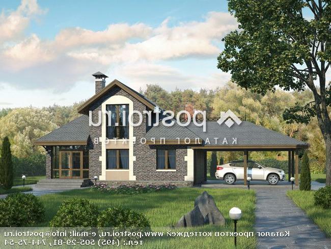 N-112-1P проект двухэтажного коттеджа из пенобетона с гаражом размером 7 на 10 