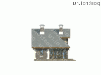 N-112-1P проект двухэтажного коттеджа из пенобетона с гаражом размером 7 на 10  - вид справа