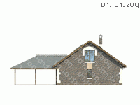 N-112-1P проект двухэтажного коттеджа из пенобетона с гаражом размером 7 на 10  - вид сзади