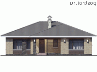N-120-1P проект одноэтажного коттеджа из газобетона размером 14 на 11  - вид спереди