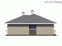 N-120-1P проект одноэтажного коттеджа из газобетона размером 14 на 11  - вид слева