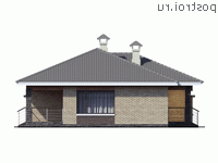 N-120-1P проект одноэтажного коттеджа из газобетона размером 14 на 11  - вид справа