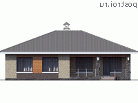 N-120-1P проект одноэтажного коттеджа из газобетона размером 14 на 11  - вид сзади