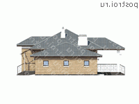 N-123-1P проект одноэтажного коттеджа из газобетона с гаражом размером 13 на 16  - вид слева