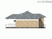 N-123-1P проект одноэтажного коттеджа из газобетона с гаражом размером 13 на 16  - вид справа