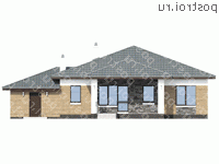 N-123-1P проект одноэтажного коттеджа из газобетона с гаражом размером 13 на 16  - вид сзади