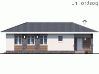 N-141-1P проект одноэтажного дома из газобетона размером 14 на 14  - вид спереди