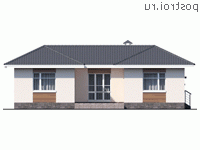 N-141-1P проект одноэтажного дома из газобетона размером 14 на 14  - вид справа