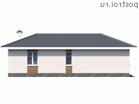N-141-1P проект одноэтажного дома из газобетона размером 14 на 14  - вид сзади