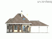 N-142-1P проект двухэтажного дома из газобетона с гаражом размером 9 на 8  - вид спереди