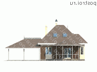 N-142-1P проект двухэтажного дома из газобетона с гаражом размером 9 на 8  - вид сзади