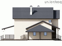 N-143-1P проект двухэтажного дома из газобетона с гаражом размером 12 на 14  - вид справа