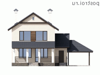 N-143-1P проект двухэтажного дома из газобетона с гаражом размером 12 на 14  - вид сзади