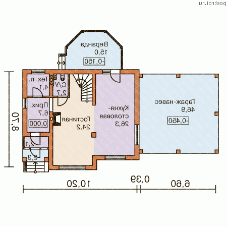 N-158-1P проект двухэтажного коттеджа из пеноблоков с гаражом размером 9 на 11 - 1-й этаж N-158-1P проект двухэтажного коттеджа из пеноблоков с гаражом размером 9 на 11 - 1-й этаж