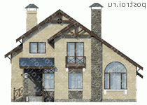 N-170-1P проект двухэтажного дома из пеноблоков размером 12 на 12  - вид спереди