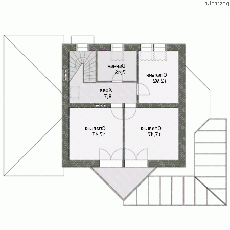 N-180-1P проект двухэтажного дома из пеноблоков с гаражом размером 12 на 16  - 2-й этаж