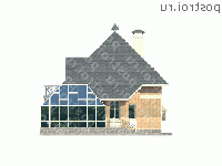 N-180-1P проект двухэтажного дома из пеноблоков с гаражом размером 12 на 16  - вид слева