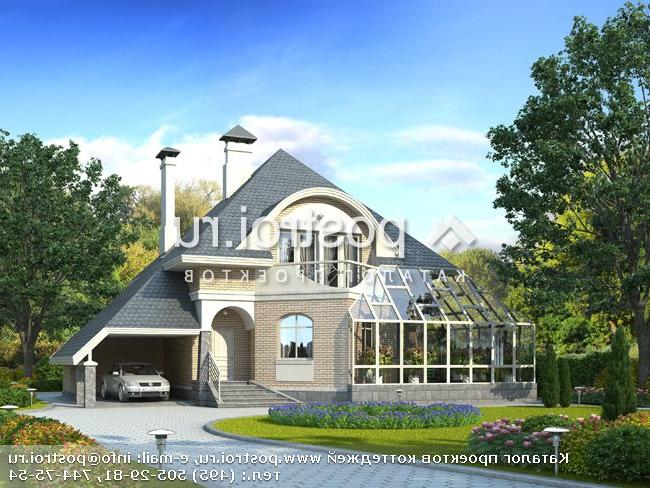 N-180-1P проект двухэтажного дома из пеноблоков с гаражом размером 12 на 16 