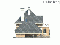 N-180-1P проект двухэтажного дома из пеноблоков с гаражом размером 12 на 16  - вид справа