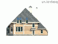 N-180-1P проект двухэтажного дома из пеноблоков с гаражом размером 12 на 16  - вид сзади