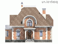 N-202-1K проект одноэтажного дома из кирпича с мансардой размером 16 на 12  - вид спереди