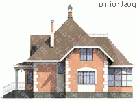 N-202-1K проект одноэтажного дома из кирпича с мансардой размером 16 на 12  - вид слева