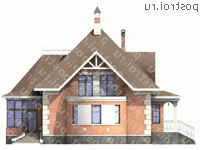 N-202-1K проект одноэтажного дома из кирпича с мансардой размером 16 на 12  - вид справа
