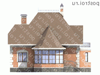 N-202-1K проект одноэтажного дома из кирпича с мансардой размером 16 на 12  - вид сзади