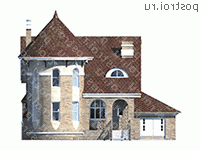 N-205-1P проект двухэтажного дома из пенобетона с гаражом размером 11 на 13  - вид спереди