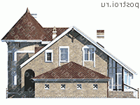 N-205-1P проект двухэтажного дома из пенобетона с гаражом размером 11 на 13  - вид слева