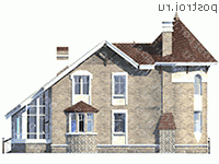 N-205-1P проект двухэтажного дома из пенобетона с гаражом размером 11 на 13  - вид справа