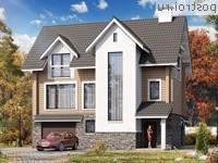 N-209-2D проект двухэтажного деревянного дома из бруса с цоколем и гаражом размером 11 на 11