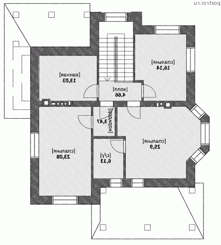 N-212-1K проект двухэтажного дома из кирпича размером 14 на 14  - 2-й этаж
