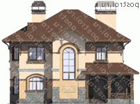 N-212-1K проект двухэтажного дома из кирпича размером 14 на 14  - вид спереди