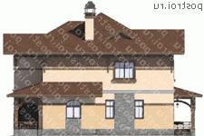 N-212-1K проект двухэтажного дома из кирпича размером 14 на 14  - вид слева