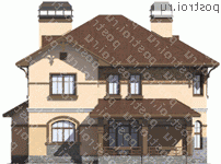 N-212-1K проект двухэтажного дома из кирпича размером 14 на 14  - вид сзади