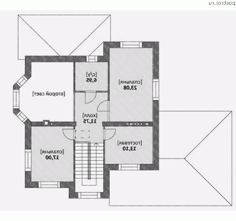 N-216-1K проект двухэтажного дома из кирпича с гаражом размером 14 на 18  - 2-й этаж